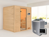 Sauna Massivholzsauna Anja, inkl. 4,5 kW Bio-Ofen mit externer Steuerung