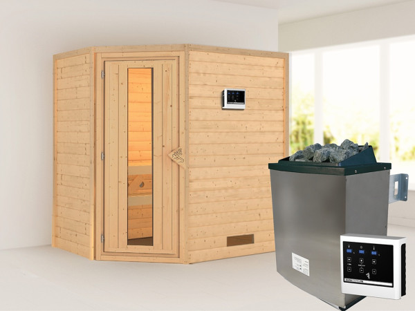 Sauna Massivholzsauna Svea, inkl. 9 kW Ofen mit externer Steuerung