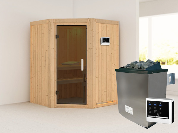 Sauna Systemsauna Larin, inkl. 9 kW Ofen mit externer Steuerung