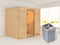 Sauna Massivholzsauna Anja, inkl. 4,5 kW Ofen mit externer Steuerung