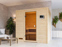 Sauna Massivholzsauna Selena, inkl. 4,5 kW Ofen mit externer Steuerung
