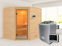 Sauna Massivholzsauna Mia, inkl. 4,5 kW Bio-Ofen mit externer Steuerung