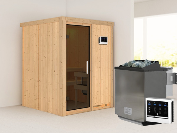 Sauna Systemsauna Norin, inkl. 9 kW Bio-Ofen mit externer Steuerung