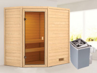 Sauna Massivholzsauna Jella, inkl. 4,5 kW Ofen mit integrierter Steuerung