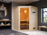 Sauna Massivholzsauna Antonia, inkl. 4,5 kW Ofen mit externer Steuerung