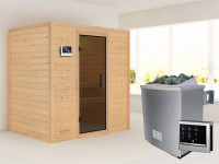 Sauna Massivholzsauna Sonja, inkl. 4,5 kW Bio-Ofen mit externer Steuerung