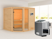 Sauna Tabea mit bronzierter Glastür + 9 kW Bio-Kombiofen ext. Strg.
