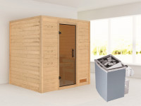 Sauna Massivholzsauna Anja, inkl. 4,5 kW Ofen mit externer Steuerung