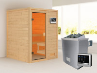 Sauna Massivholzsauna Sandra, inkl. 4,5 kW Ofen mit externer Steuerung
