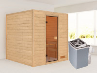 Sauna Massivholzsauna Jara, inkl. 4,5 kW Ofen mit integrierter Steuerung