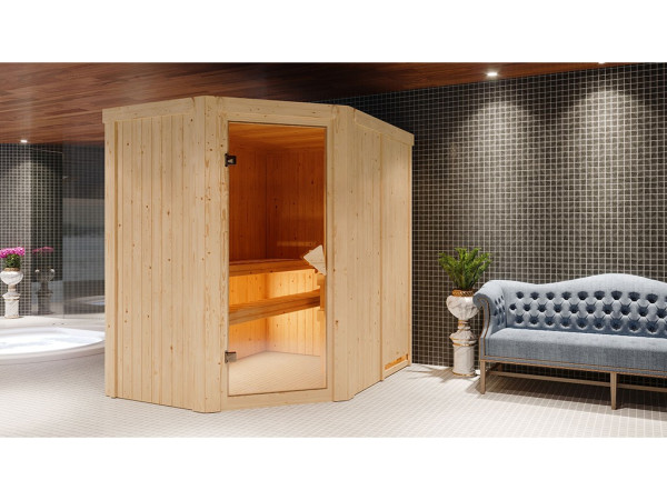 Sauna Systemsauna Carin, inkl. 9 kW Ofen mit integrierter Steuerung