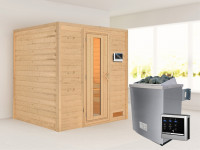Sauna Massivholzsauna Anja, inkl. 4,5 kW Bio-Ofen mit externer Steuerung