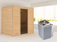 Sauna Massivholzsauna Sonja, inkl. 4,5 kW Ofen mit externer Steuerung