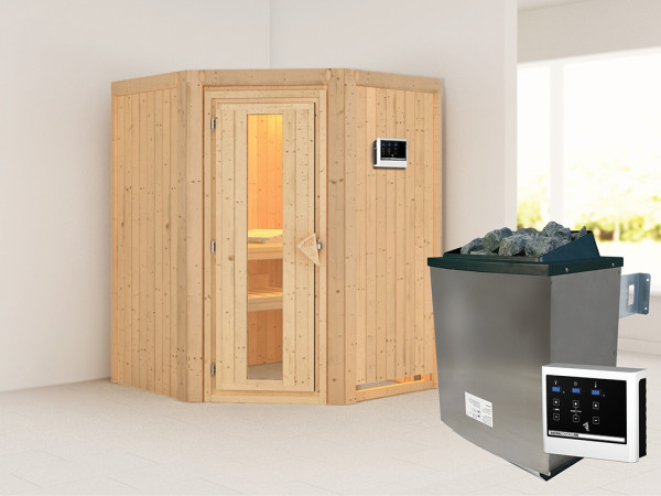 Sauna Systemsauna Larin, inkl. 9 kW Ofen mit externer Steuerung