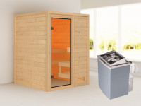 Sauna Massivholzsauna Sandra, inkl. 4,5 kW Ofen mit integrierter Steuerung