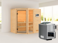 Sauna Jada mit bronzierter Glastür + 9 kW Bio-Kombiofen ext. Strg.