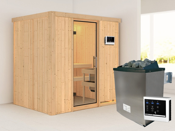 Sauna Systemsauna Bodin, inkl. 9 kW Ofen mit externer Steuerung