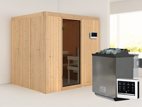 Sauna Systemsauna Sodin, inkl. 9 kW Bio-Ofen mit externer Steuerung