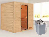 Sauna Massivholzsauna Adelina, inkl. 4,5 kW Ofen mit integrierter Steuerung
