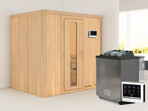 Sauna Systemsauna Bodin, inkl. 9 kW Bio-Ofen mit externer Steuerung