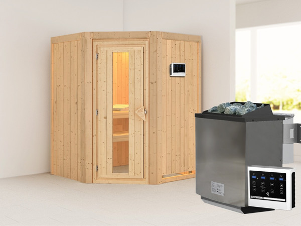 Sauna Systemsauna Larin, inkl. 9 kW Bio-Ofen mit externer Steuerung