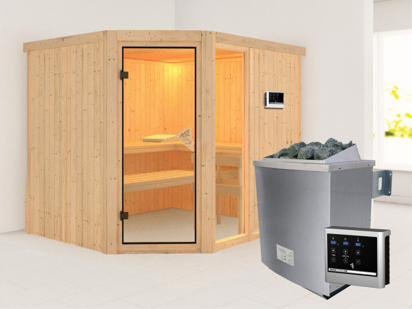 Sauna Systemsauna Fiona 3 inkl. 9 kW Saunaofen ext. Steuerung