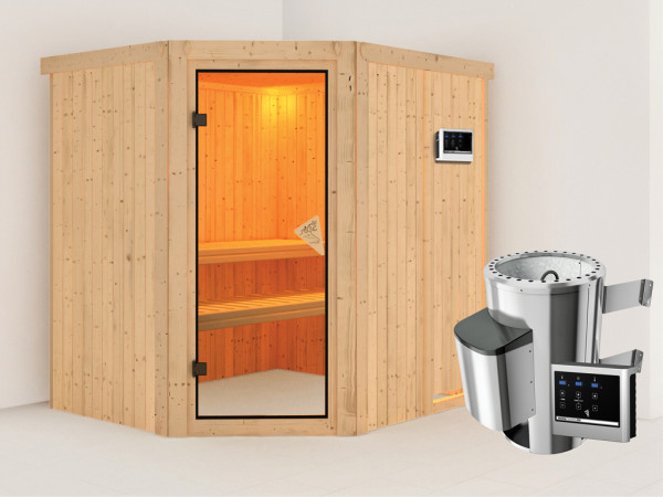 Sauna Systemsauna Lilja inkl. Plug &amp; Play Saunaofen externe Steuerung