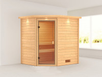 Sauna Elea mit bronzierter Glastür und Dachkranz