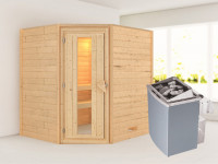 Sauna Massivholzsauna Mia, inkl. 4,5 kW Ofen mit externer Steuerung