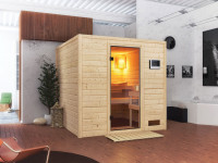 Sauna Massivholzsauna Jara, inkl. 4,5 kW Ofen mit externer Steuerung