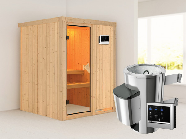 Sauna Systemsauna Minja inkl. Plug & Play Saunaofen externe Steuerung