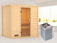 Sauna Massivholzsauna Selena, inkl. 4,5 kW Ofen mit integrierter Steuerung