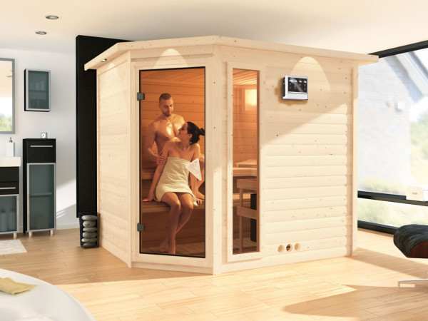 Abbildung zeigt Sauna Tanami mit Fenster (optional erhältlich)