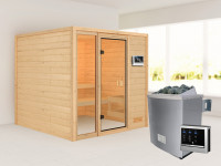 Sauna Jutta mit bronzierter Glastür + 9 kW Saunaofen ext. Strg.
