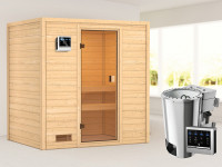 Sauna Selena mit bronzierter Glastür + 3,6 kW Plug & Play Bio-Ofen ext. Strg.