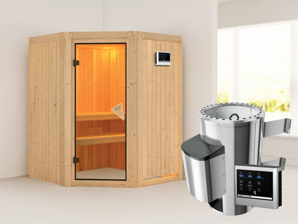 Sauna Systemsauna Nanja inkl. Plug & Play Saunaofen externe Steuerung