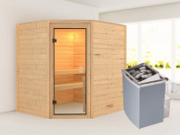 Sauna Massivholzsauna Elea, inkl. 4,5 kW Ofen mit integrierter Steuerung