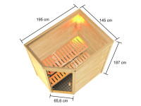 Sauna Massivholzsauna Jella, inkl. 9 kW Ofen mit integrierter Steuerung
